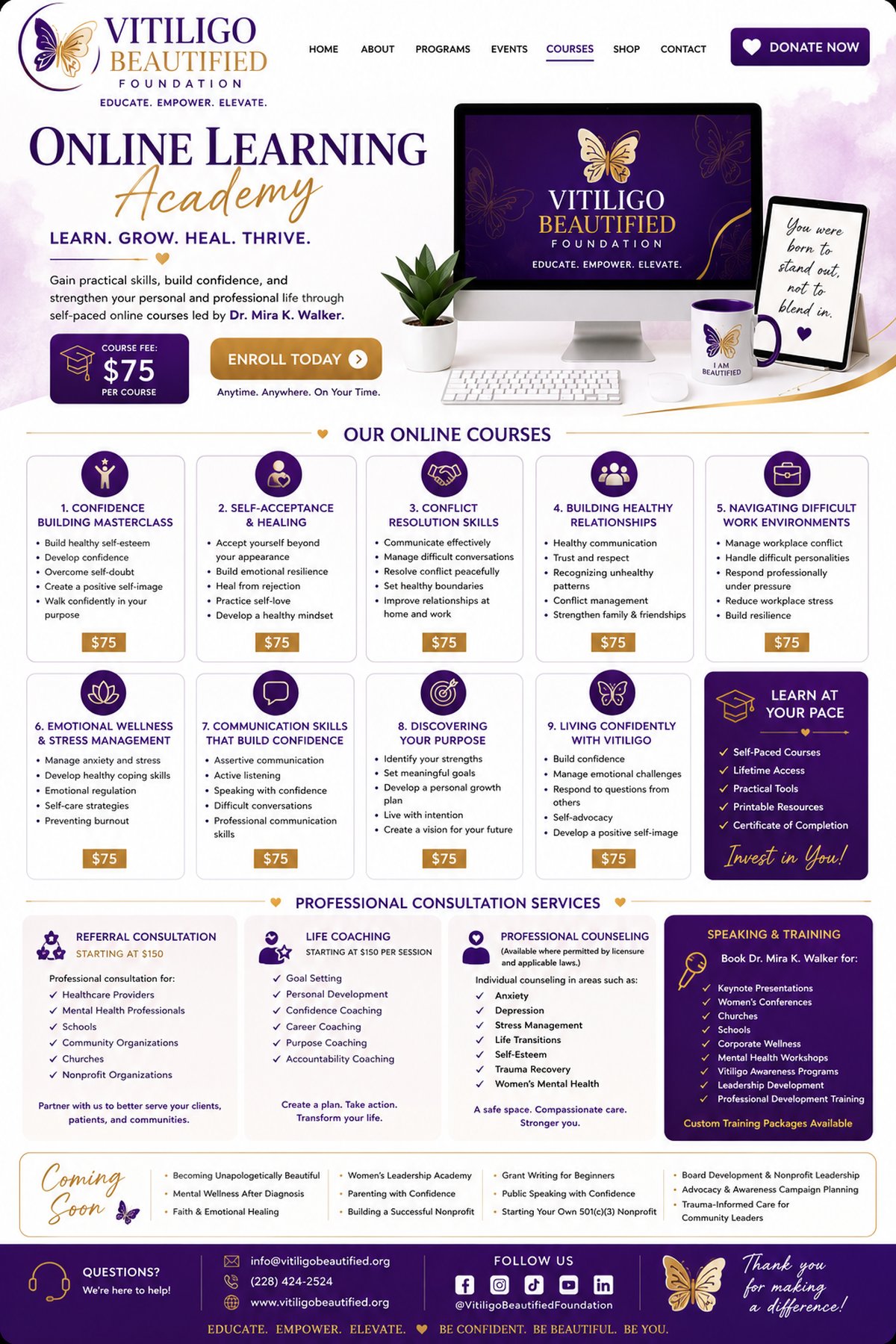 Vitiligo Beautified Online Learning Academy - self-paced courses led by Dr. Mira K. Walker